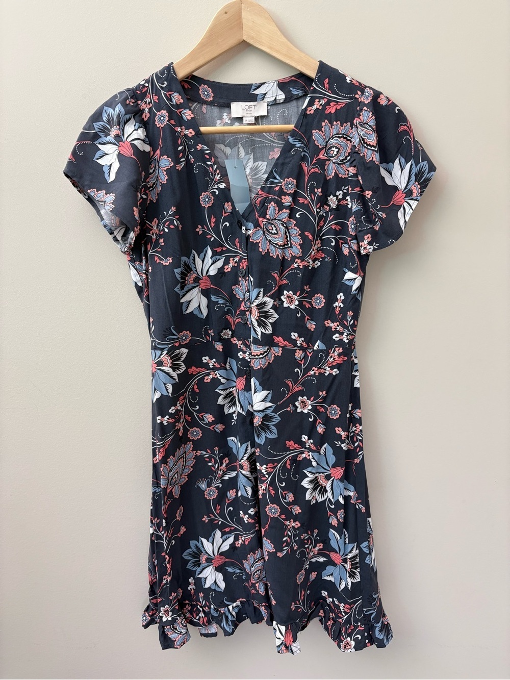 Loft Outlet Lightweight Floral Button Up Dress Size 2 Petite New with Tags